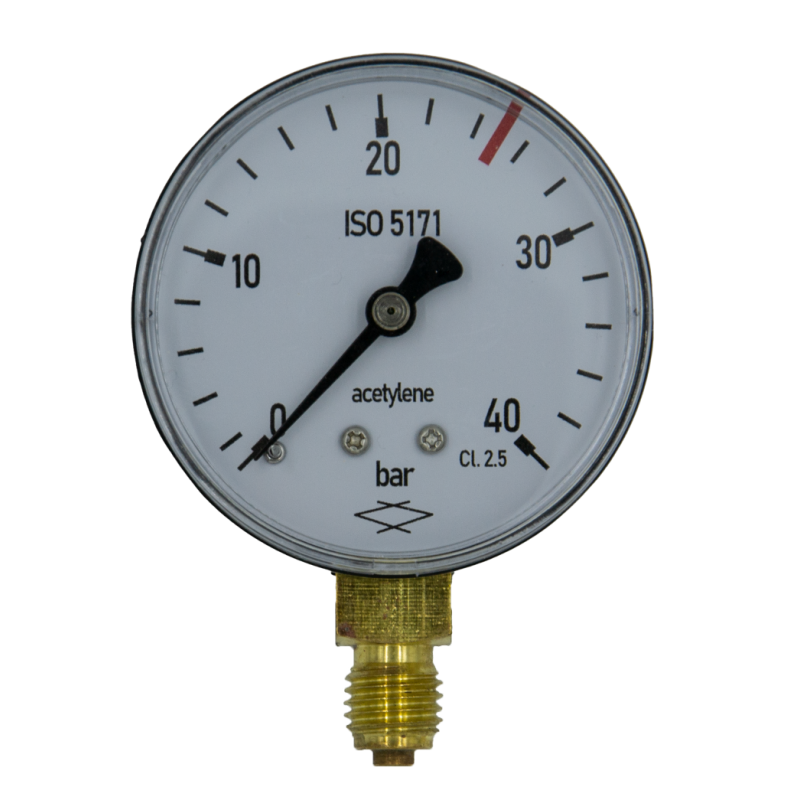 Manometr 0-40 bar / 25 bar acetylen