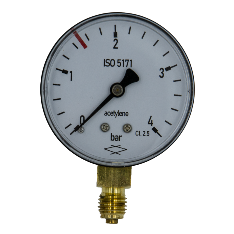 Manometr 0-4 bar / 1,5 bar acetylen